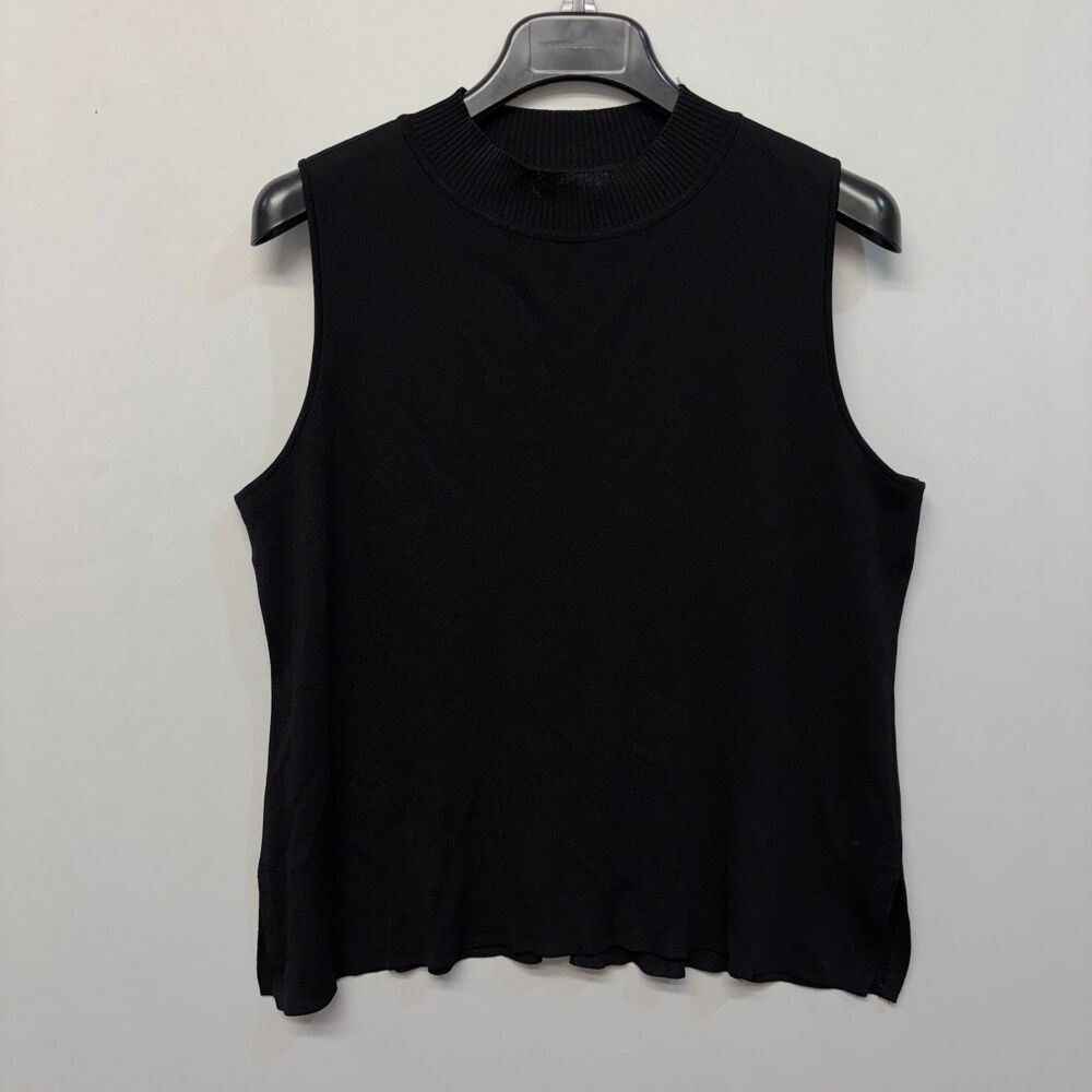 Exclusively Misook Sleeveless Knit Sweater Vest Size Large Black C055 -20